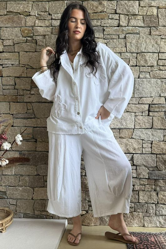 Hippie Shake Linen Blend Shirt Jacket White